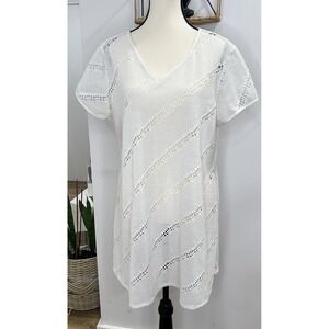 Dotti‎ Swimsuit Bikini Cover Up Dress Tunic Size Large Lace Hood White
